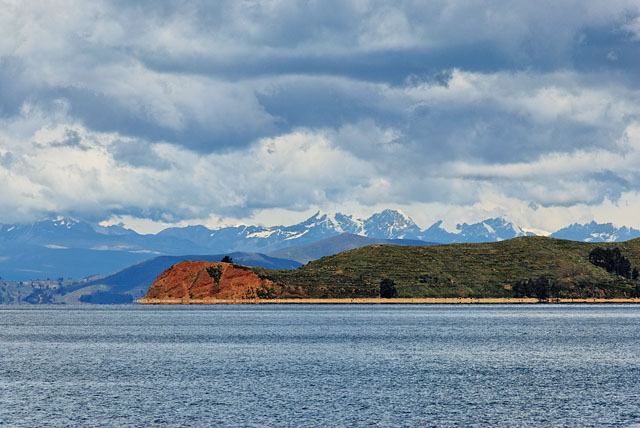 Isla de la Luna with Andes in distance