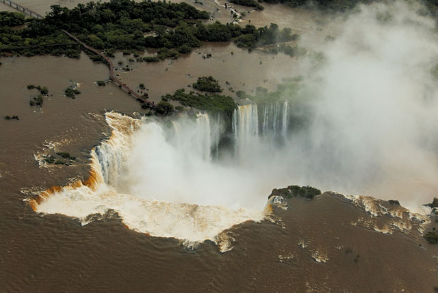 Iguazu Falls viewed from helicopter