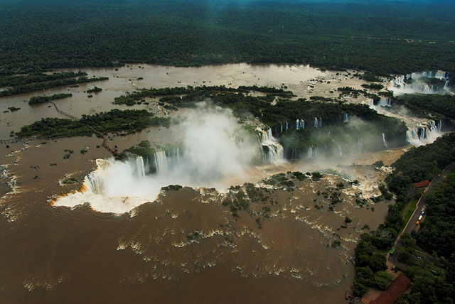 Iguazu Falls viewed from helicopter