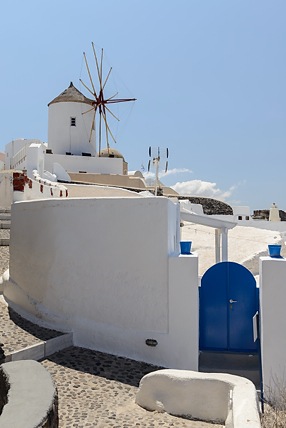 Wind mill in Oia, Santorini, Greece