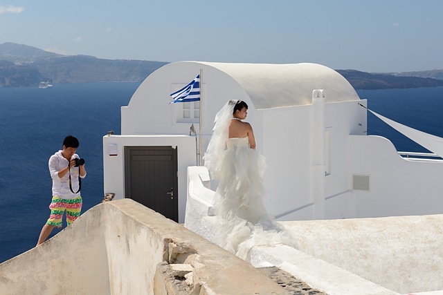 Bride in Oia, Santorini, Greece