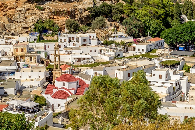 Lindos from acropolis, Rhodes