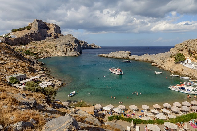 Acropolis of Lindos from St Paul's Bay