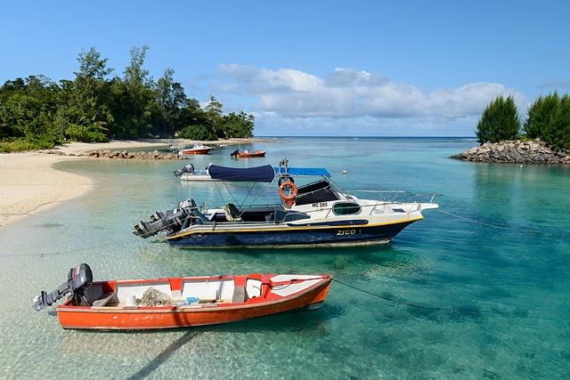 boats in La Digue, Seychelles