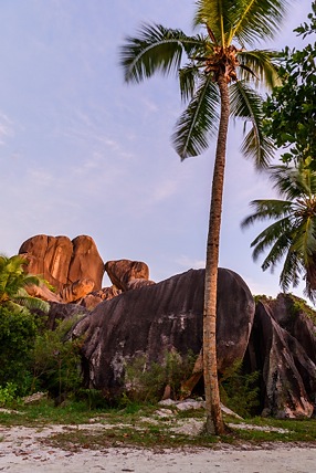 Anse Source D'Argent after sunset, La Digue, Seychelles