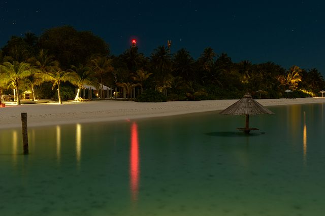 Night from jetty, Holiday Island, Maldives