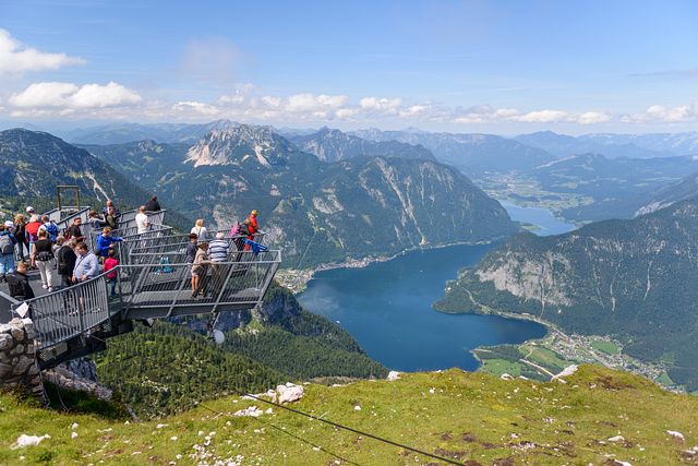 Tourists standing at Five Fingers, Dachstein